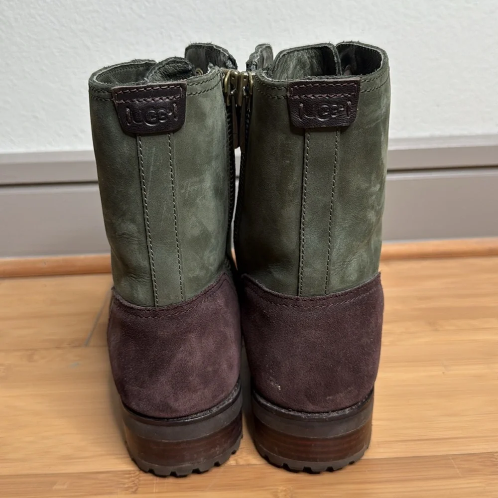 UGG Boots Waterproof Leather Olive Green & Brown Women's Size 11